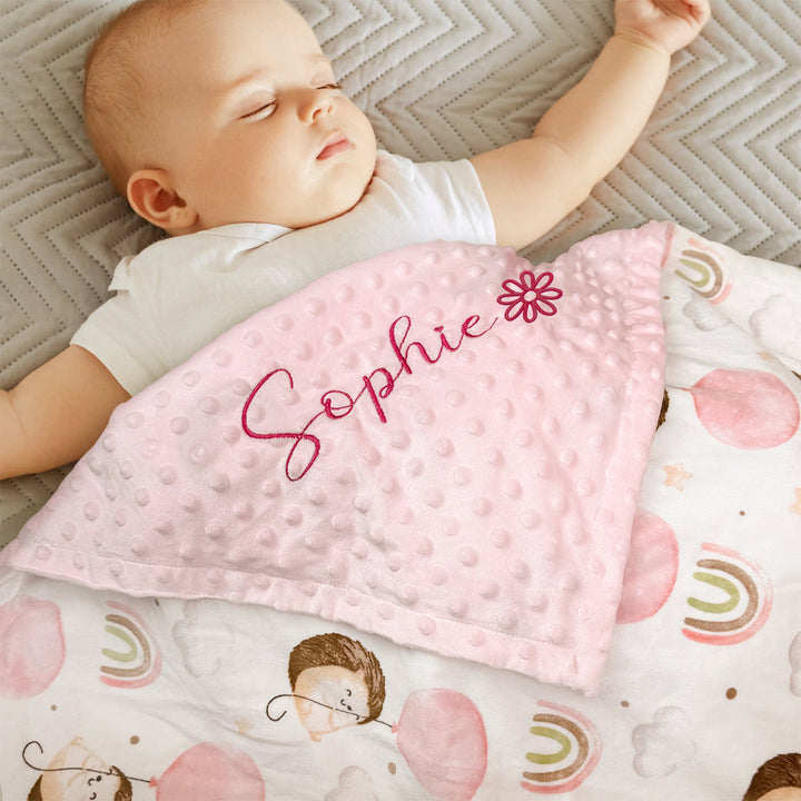 Personalised Baby Minky Dot Blanket with Name