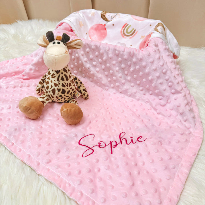 Personalised Baby Minky Dot Blanket with Name