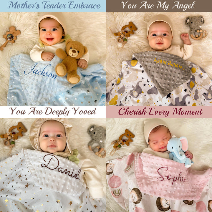 Personalised Baby Minky Dot Blanket with Name
