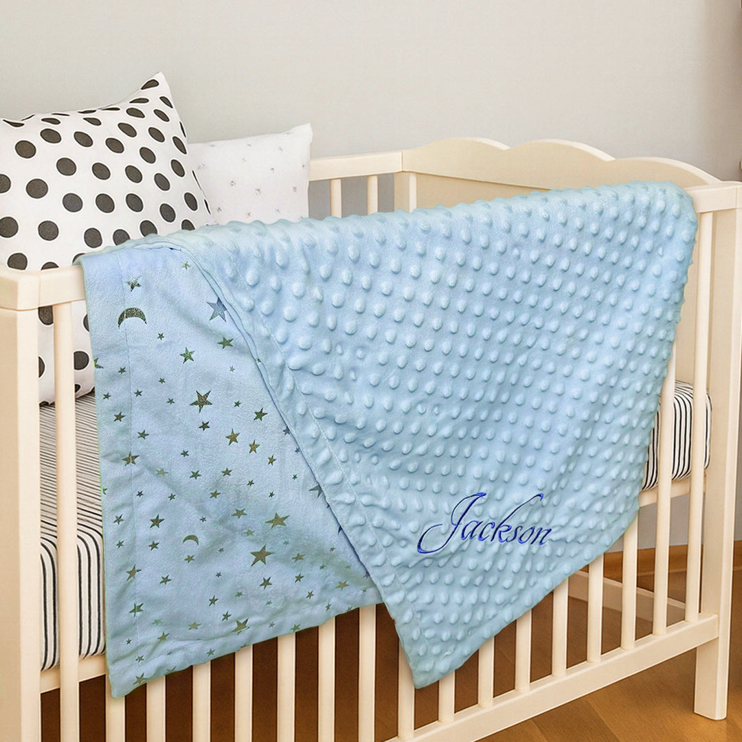 Personalised Baby Minky Dot Blanket with Name