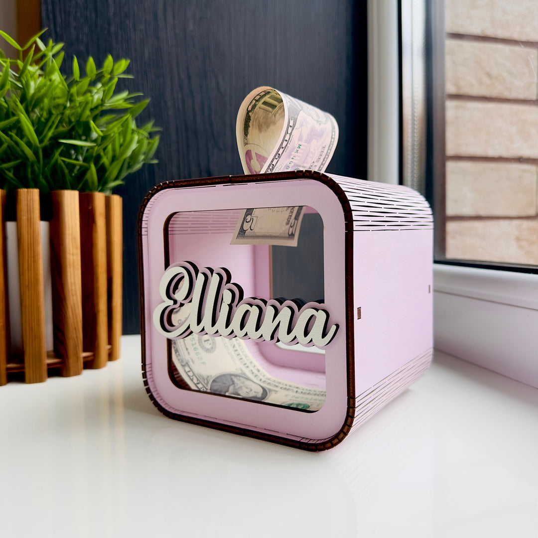 Personalised Wooden Piggy Bank for Kids