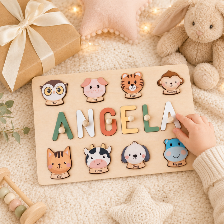 Personalised Wooden Baby Name Puzzle-Element With Name