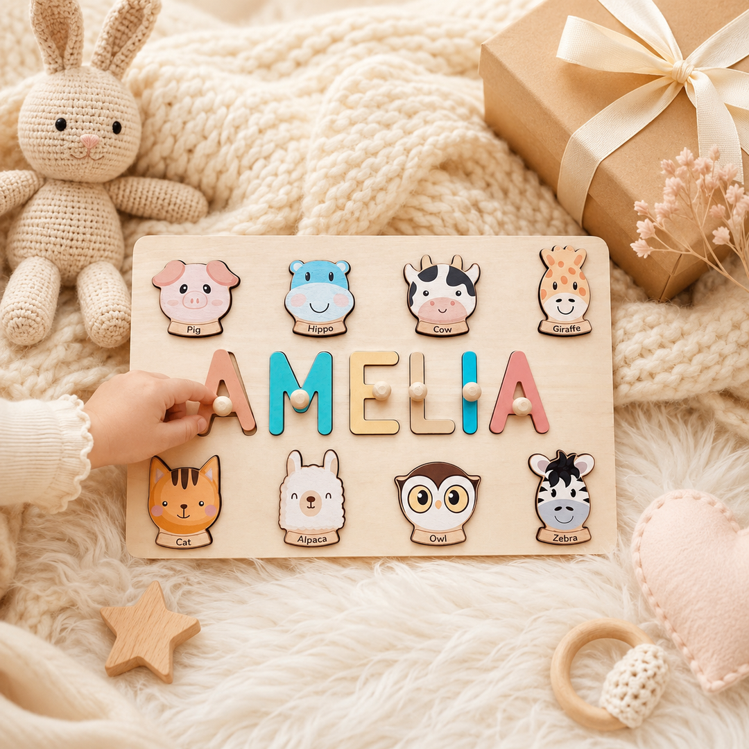 Personalised Wooden Baby Name Puzzle-Element With Name