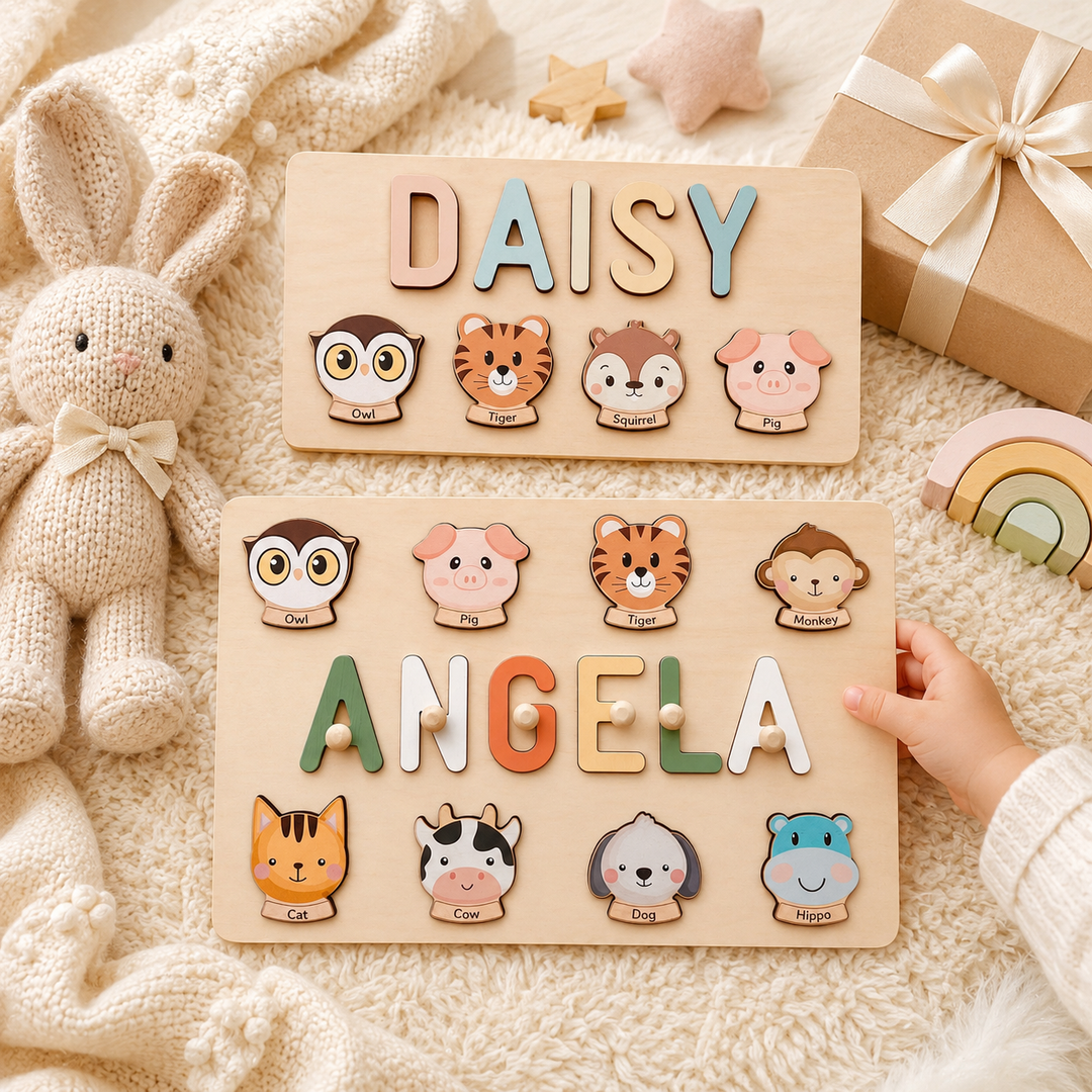Personalised Wooden Baby Name Puzzle-Element With Name