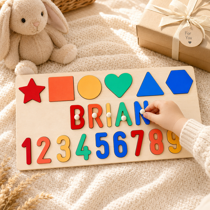 Personalised Numbers And Shapes Wooden Name Puzzle