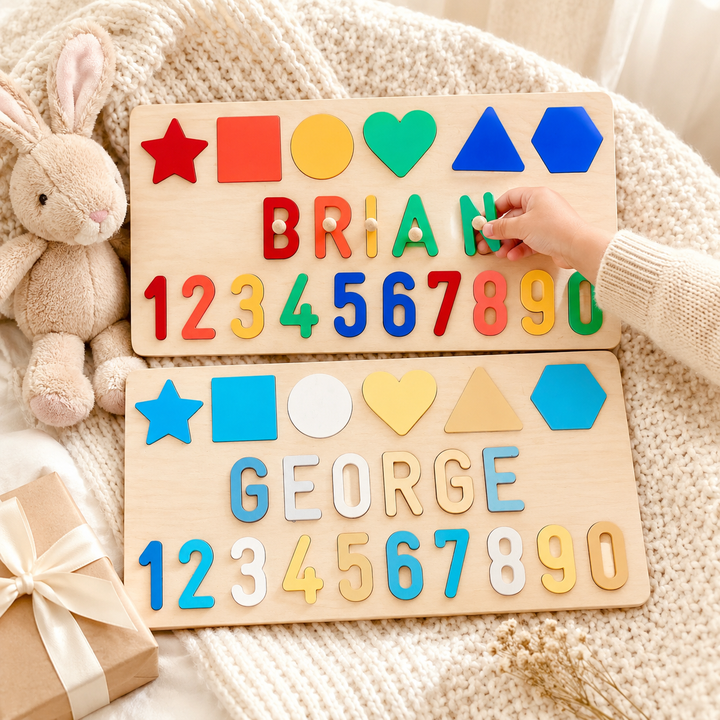 Personalised Numbers And Shapes Wooden Name Puzzle