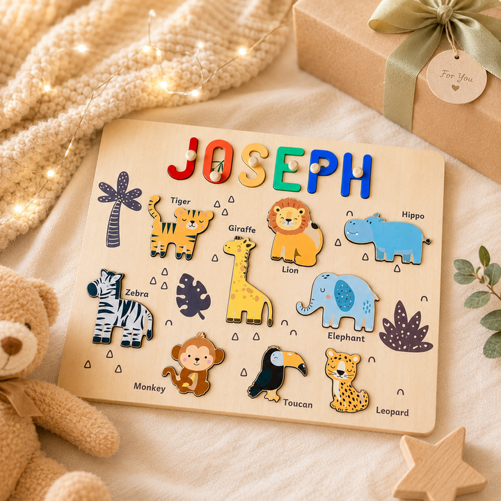 Personalised Jungle Animal Name Puzzle
