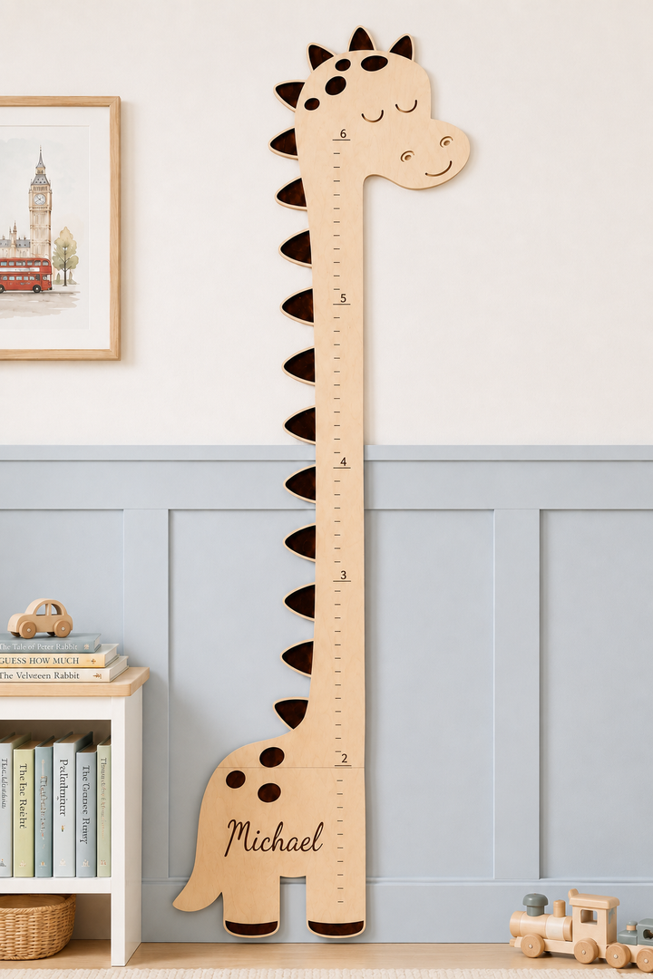 Personalised Wooden Dinosaur Growth Chart Height Ruler