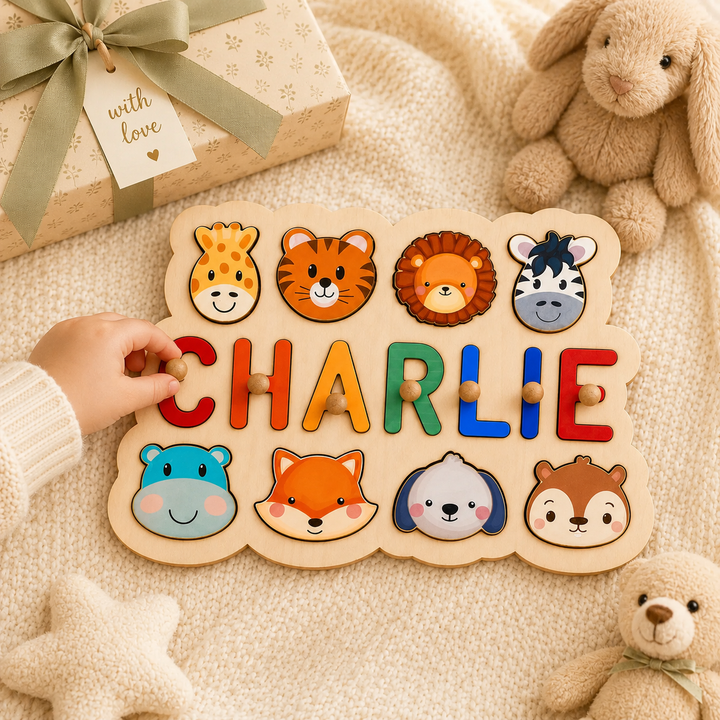 Personalised Wooden Baby Name Puzzle - Outlines