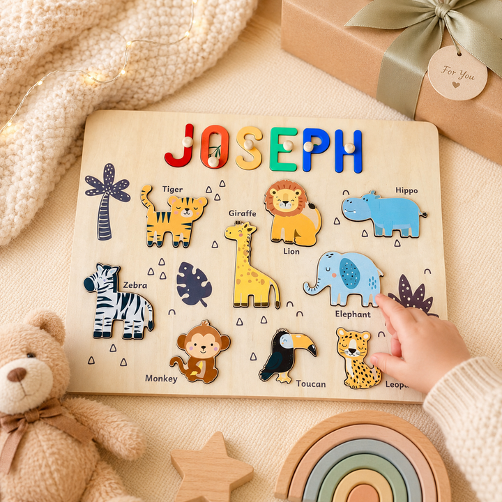 Personalised Jungle Animal Name Puzzle