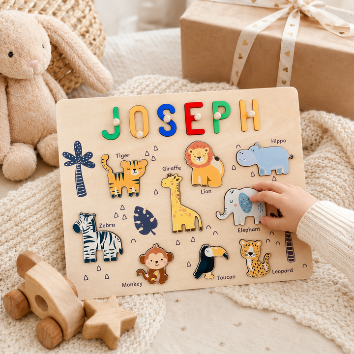 Personalised Jungle Animal Name Puzzle