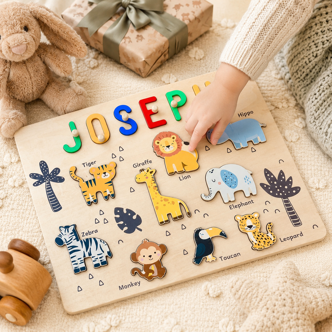 Personalised Jungle Animal Name Puzzle