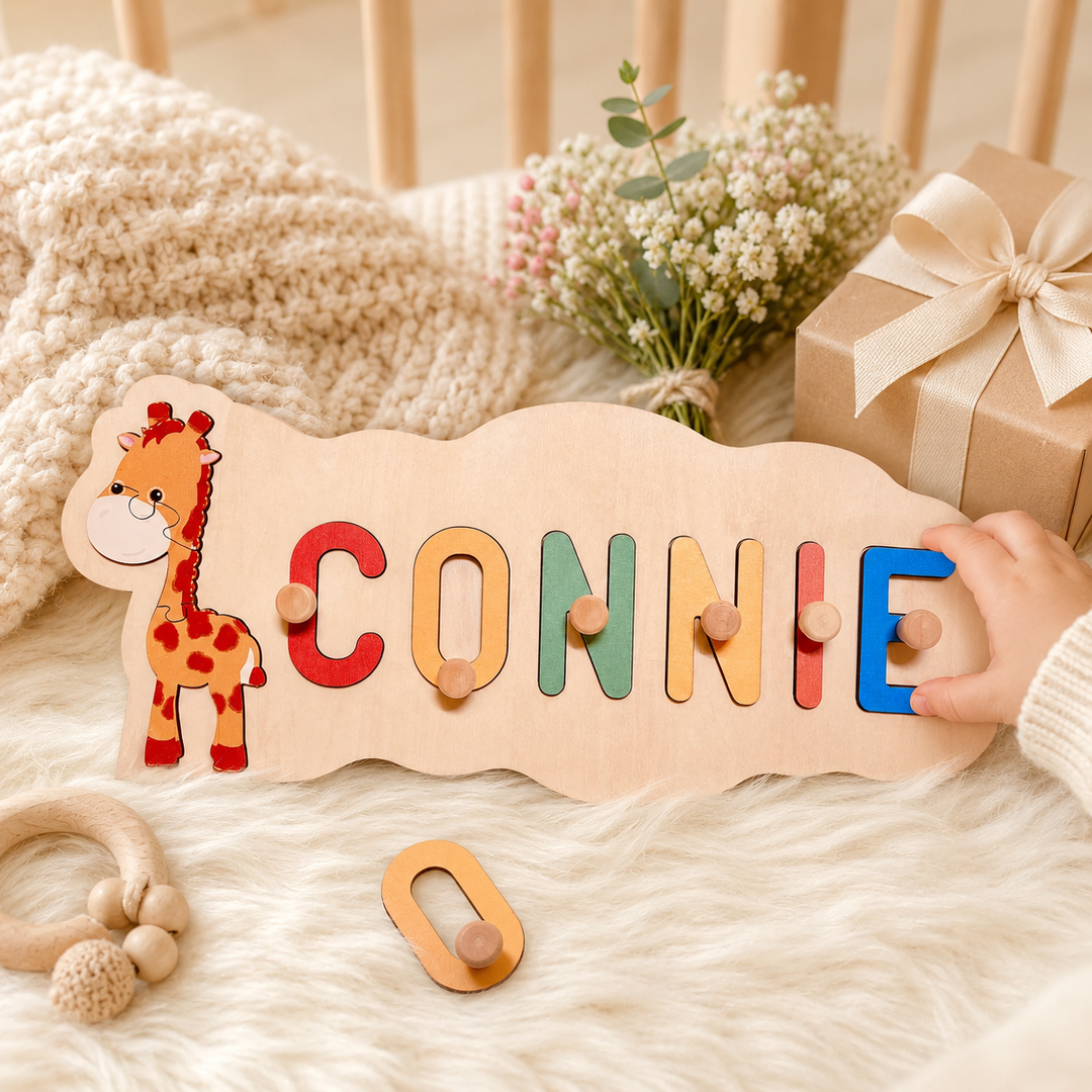 Wooden Animals Baby Name Puzzle