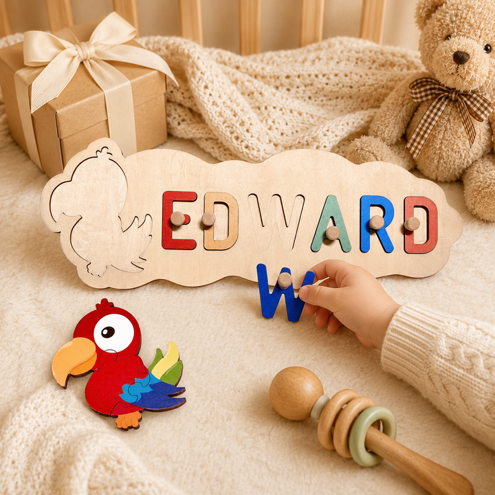 Wooden Animals Baby Name Puzzle