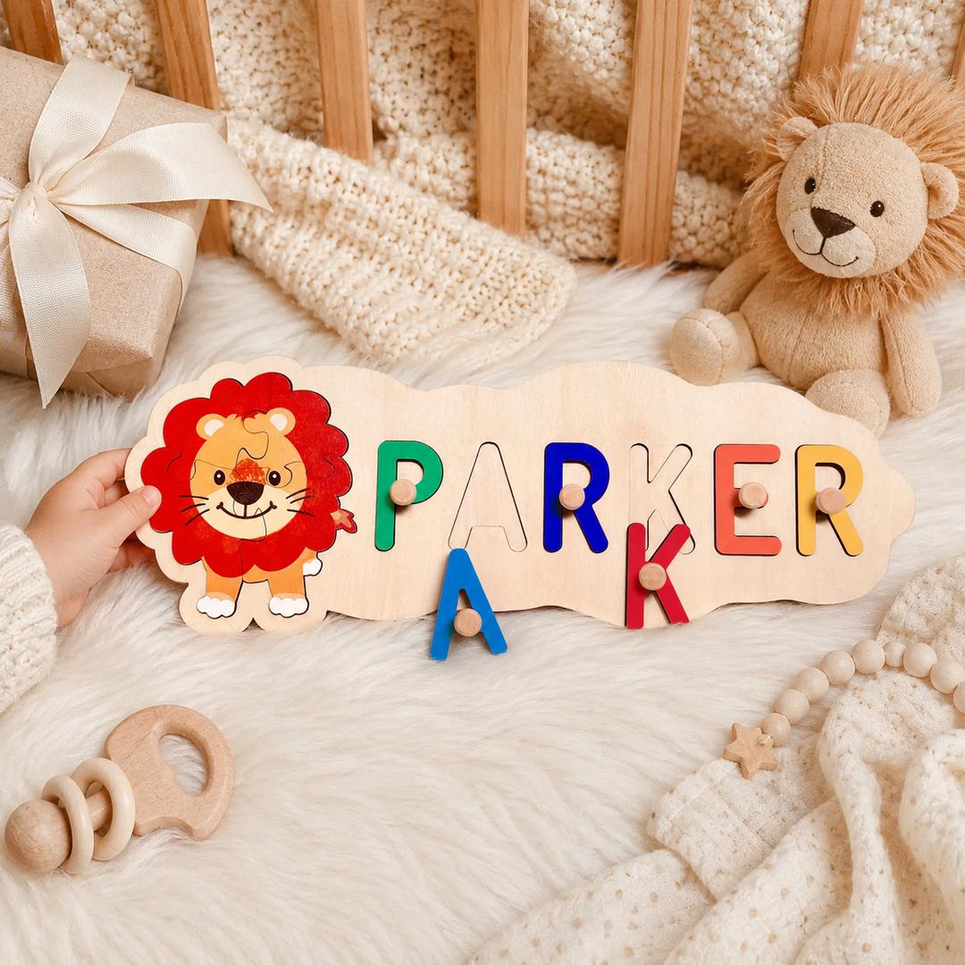 Wooden Animals Baby Name Puzzle