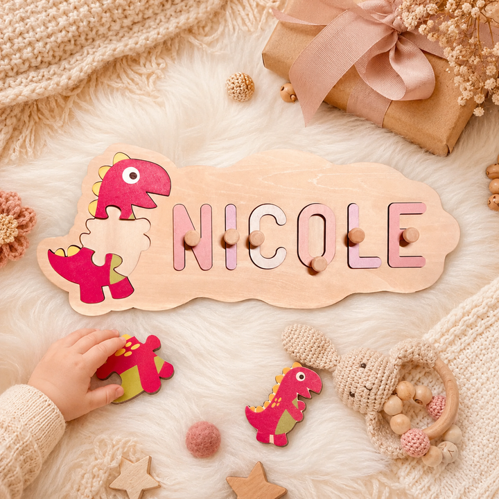 Wooden Animals Baby Name Puzzle