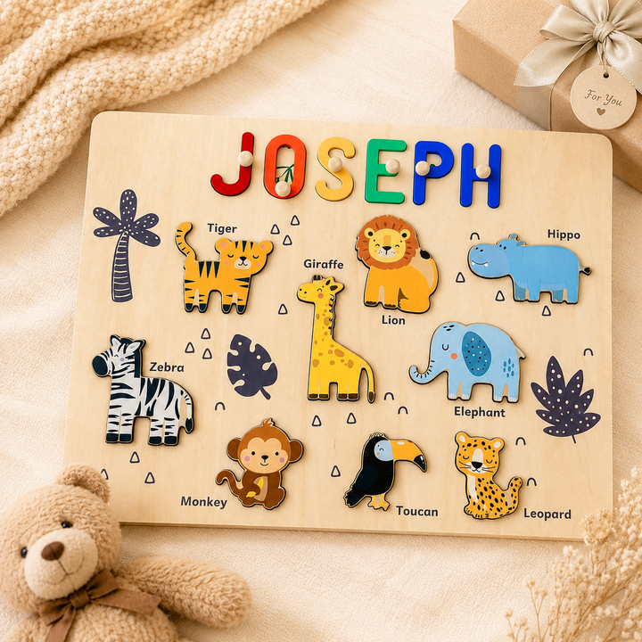 Personalised Jungle Animal Name Puzzle