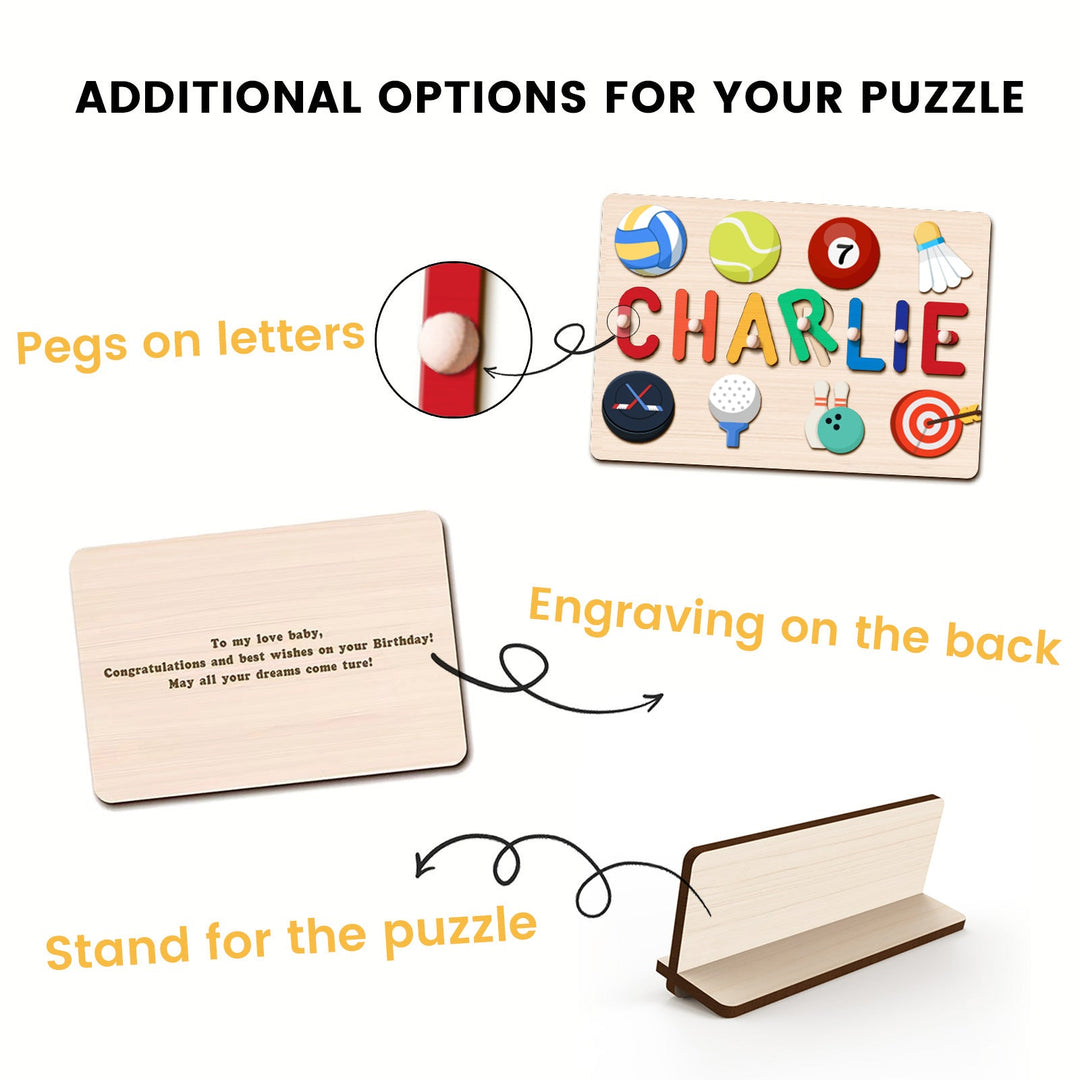 Personalised Wooden Baby Name Puzzle with Balls