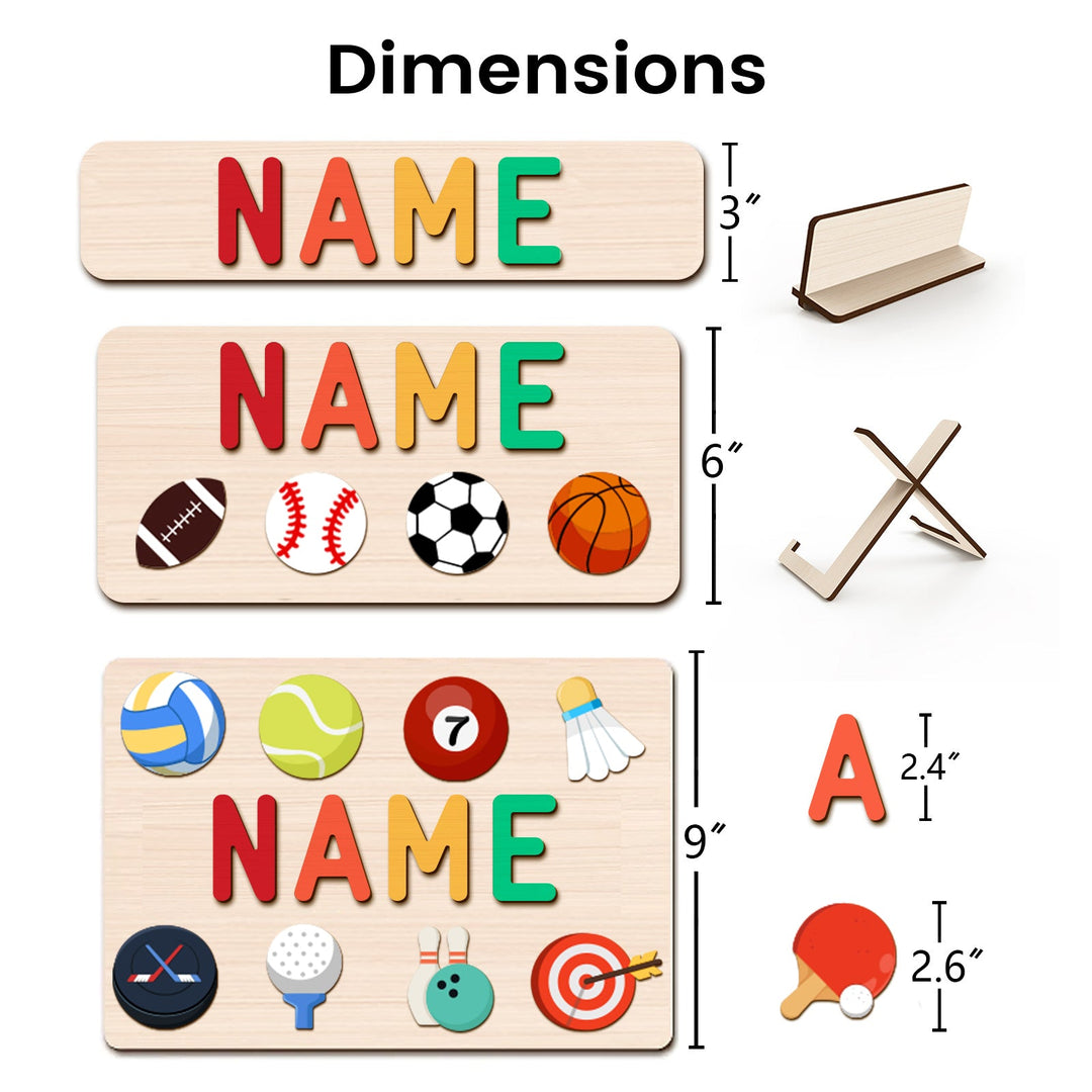 Personalised Wooden Baby Name Puzzle with Balls