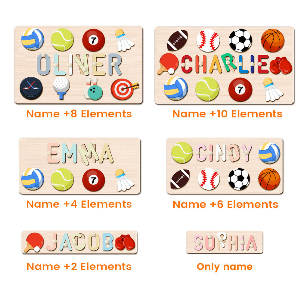 Personalised Wooden Baby Name Puzzle with Balls
