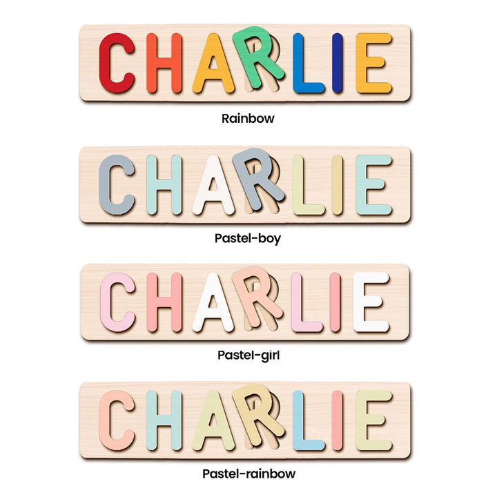 Personalised Wooden Baby Name Puzzle with Animals