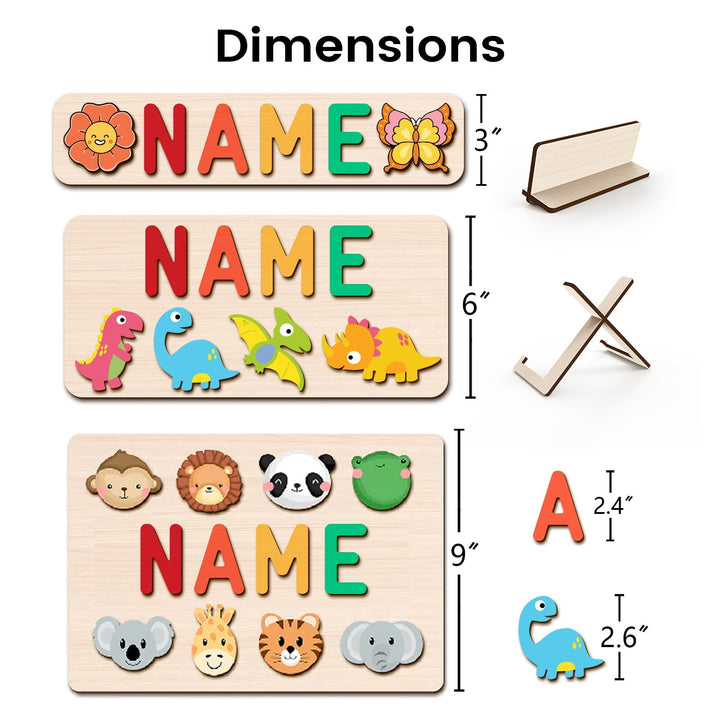 Personalised Wooden Baby Name Puzzle with Animals