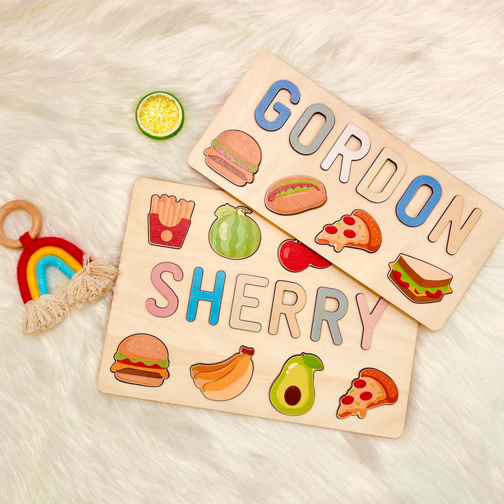 Personalised Wooden Baby Name Puzzle with Food