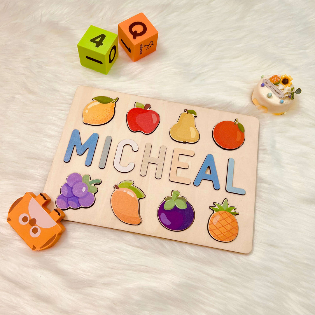 Personalised Wooden Baby Name Puzzle with Food