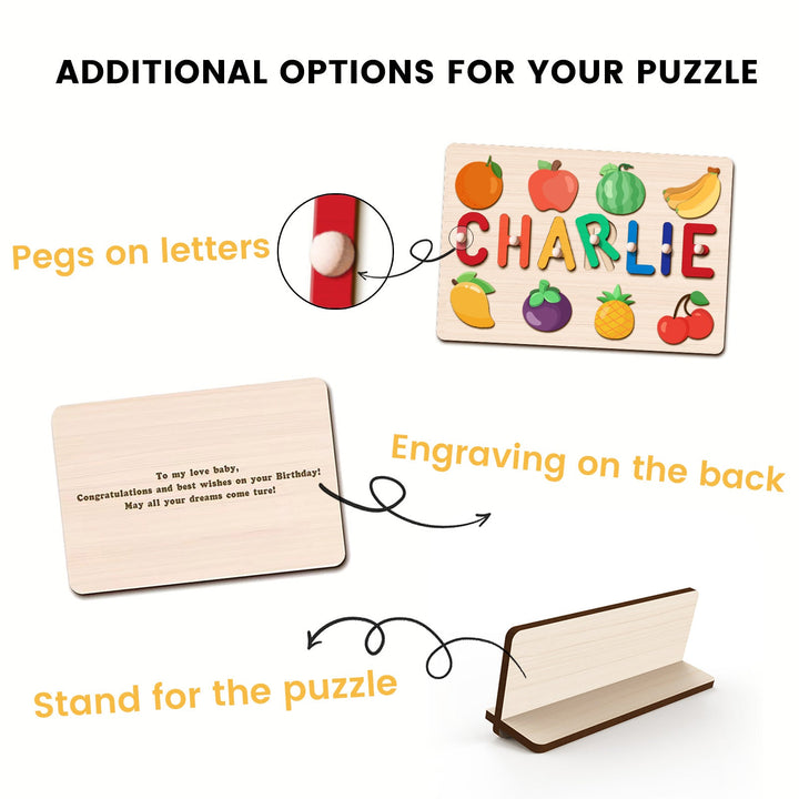 Personalised Wooden Baby Name Puzzle with Food