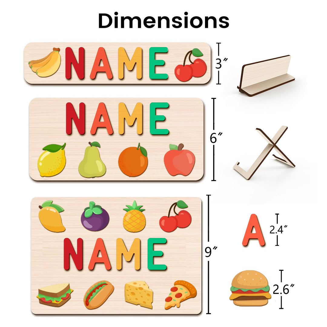 Personalised Wooden Baby Name Puzzle with Food