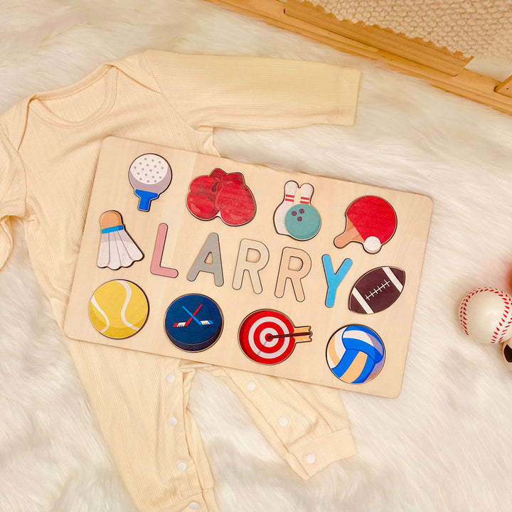 Personalised Wooden Baby Name Puzzle with Balls