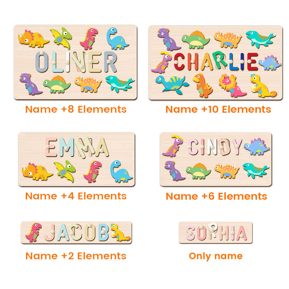 Personalised Wooden Baby Name Puzzle - Dinosaurs