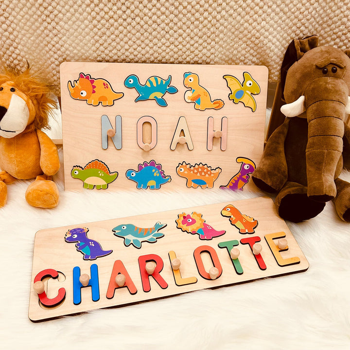 Personalised Wooden Baby Name Puzzle - Dinosaurs