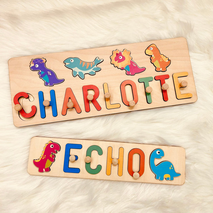 Personalised Wooden Baby Name Puzzle - Dinosaurs