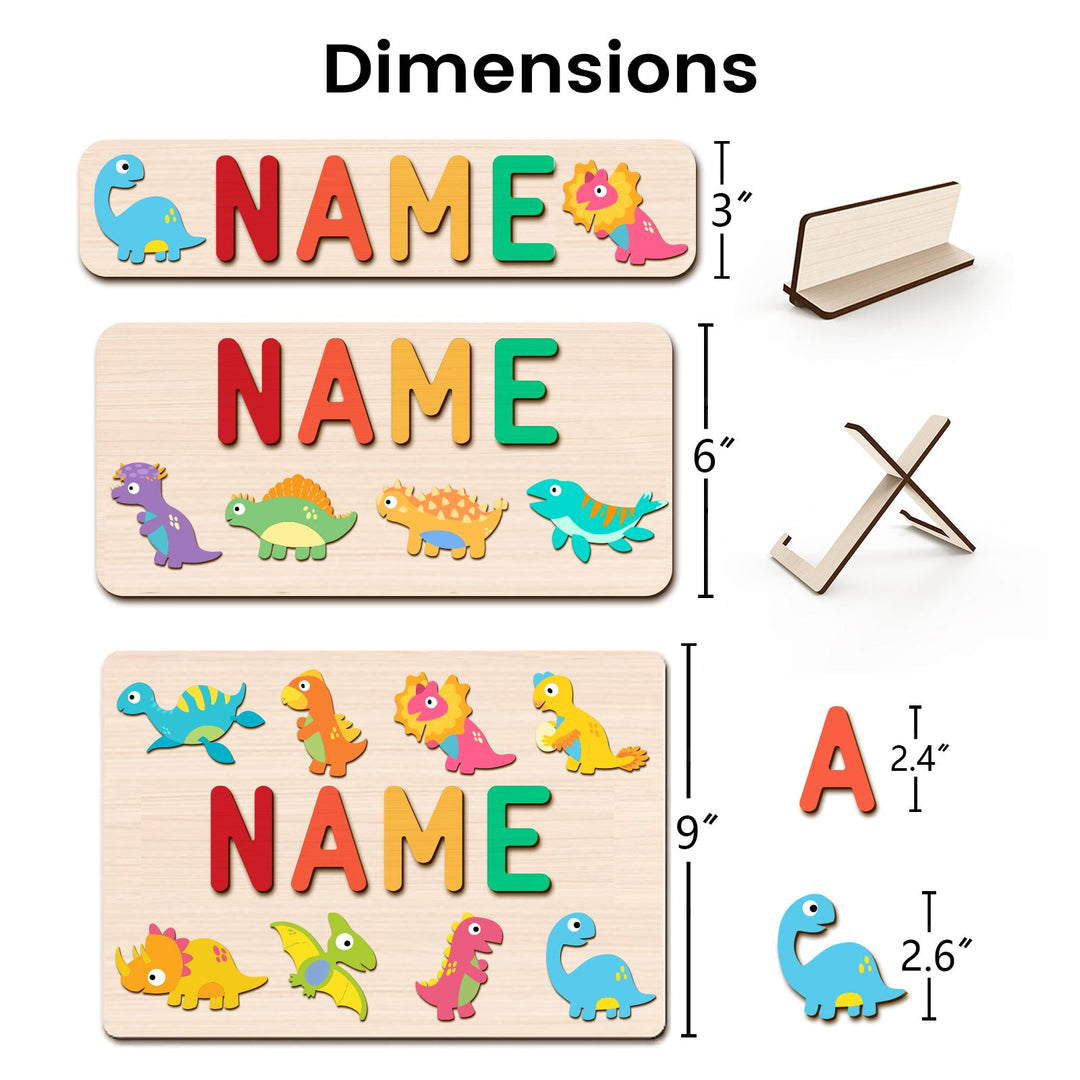 Personalised Wooden Baby Name Puzzle - Dinosaurs