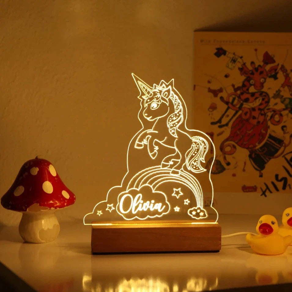 Personalised Night Light with Moon & Stars