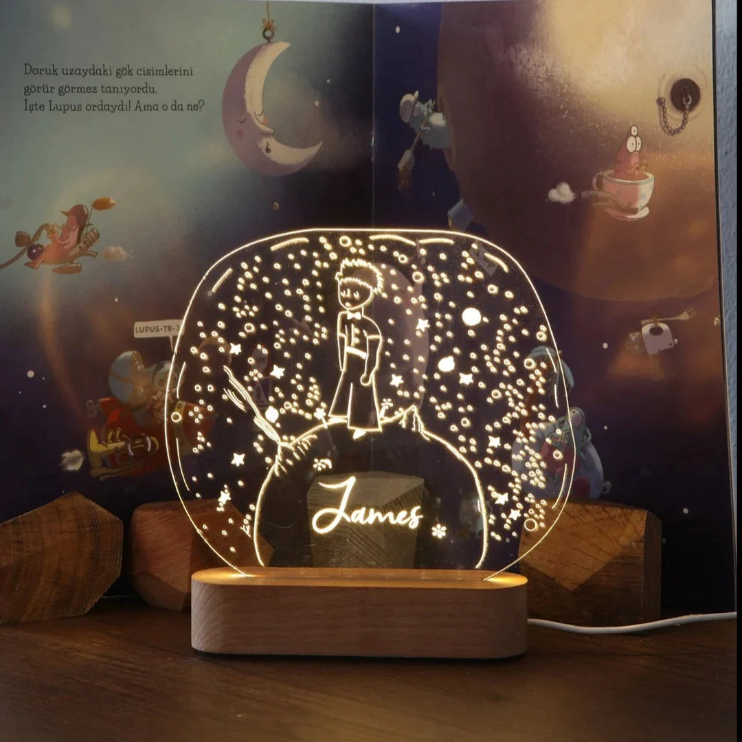 Personalised Night Light with Moon & Stars