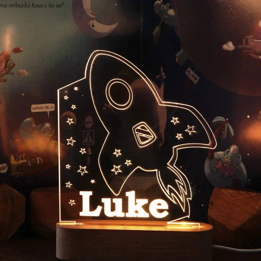 Personalised Night Light with Moon & Stars