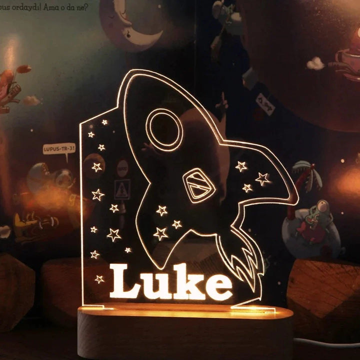 Personalised Night Light with Moon & Stars