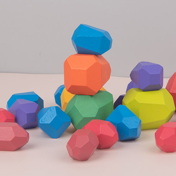 Wooden Sorting Stacking Rocks Balancing Stones