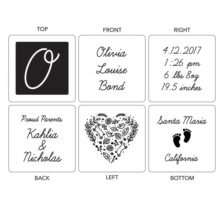 Personalised Wooden birth Block Gift for baby/Gift for Baptism Memorial