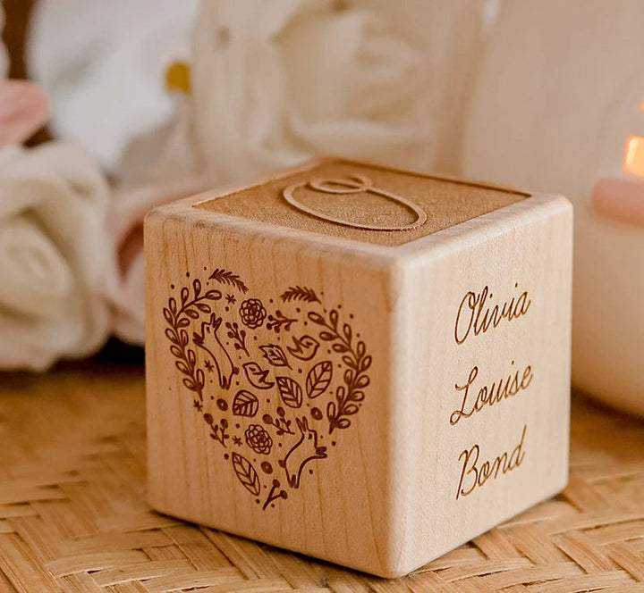 Personalised Wooden birth Block Gift for baby/Gift for Baptism Memorial